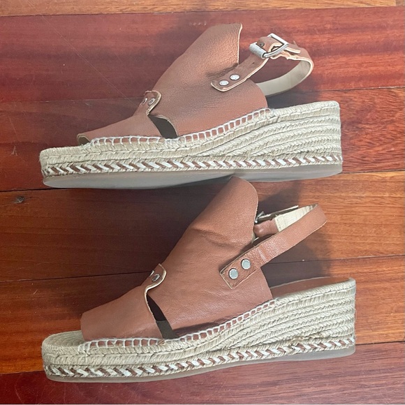 Rag & Bone Sayre Espadrille Wedge Sandals Leather Brown 6.5  37 Quiet Luxury - Picture 5 of 11